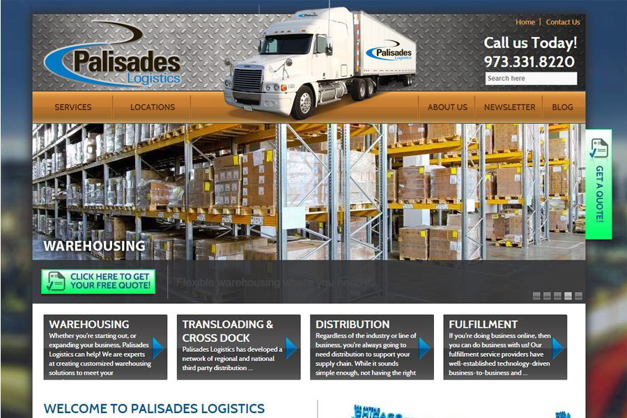 Palisades Logistics' website home page; HBS updates website content on pages and the backend to fully optimize content. Palisades Logistics' website home page; HBS updates website content on pages and the backend to fully optimize content.